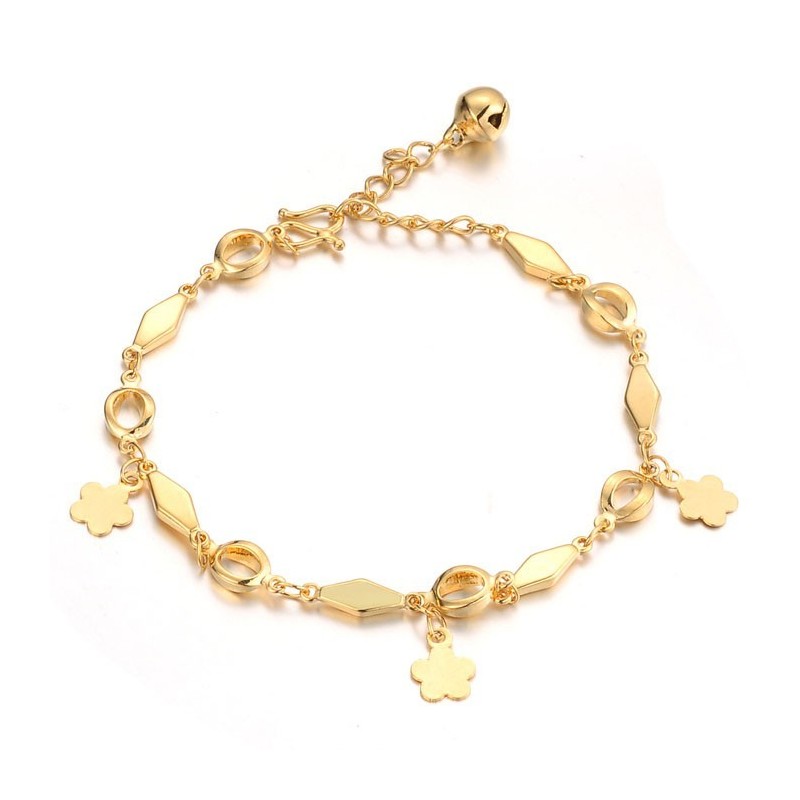 Brede Variëteiten Dames 18K Vergulde Armband Met Bel Brede Variëteiten Dames 18K Vergulde Armband Met Bel