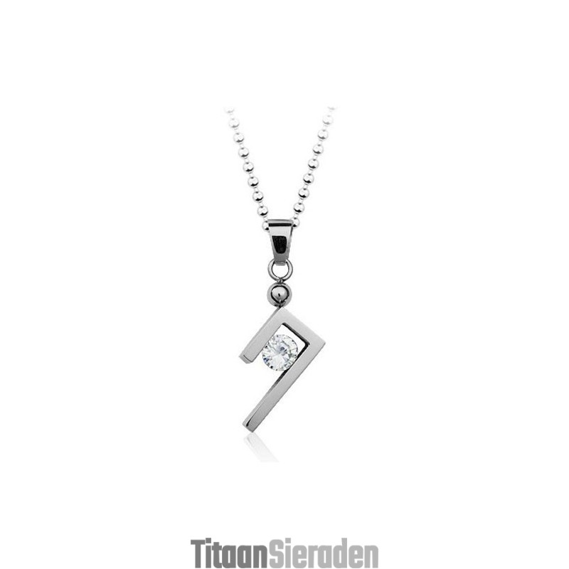 Eenvoudige En Stijlvolle Zilveren Titanium Hanger - Gratis Ketting