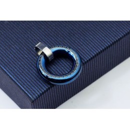 Retro Heren Ringvormige Blauwe Titanium Hanger - Gratis Ketting