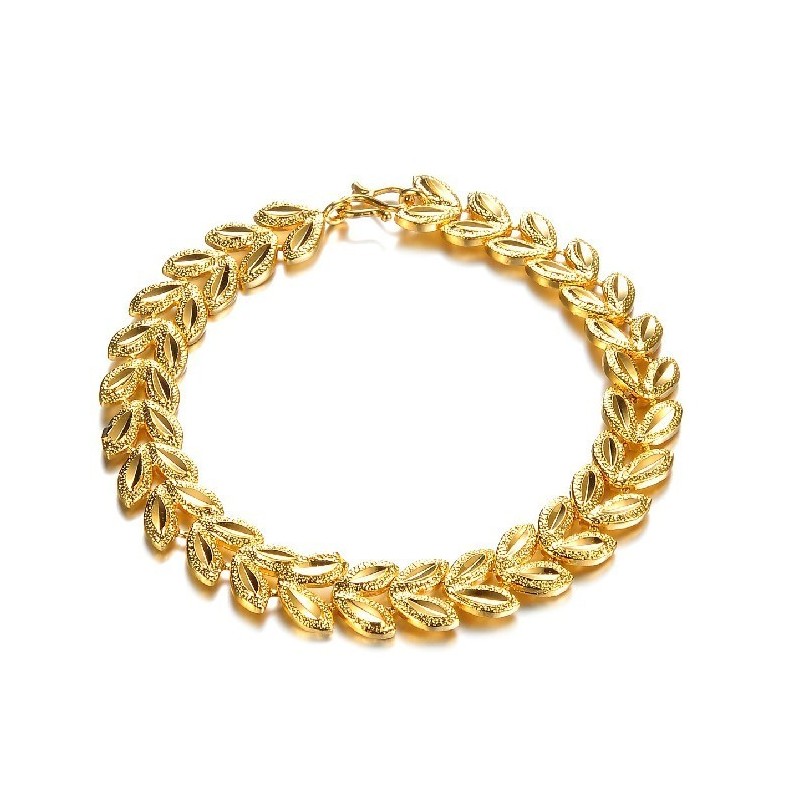 Hoogwaardige Armband In Bladvorm, Verguld Met 18 Karaat Goud Hoogwaardige Armband In Bladvorm, Verguld Met 18 Karaat Goud