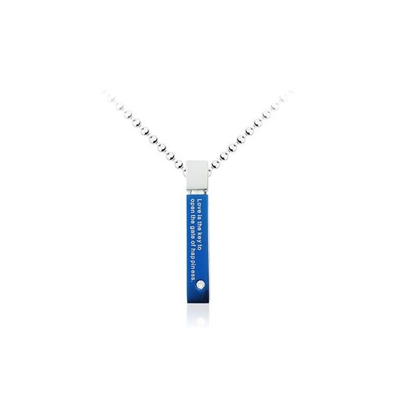 Super Mens Prachtige Blauwe Titanium Hanger - Gratis Ketting