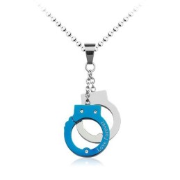 Prachtige Titanium Hanger In De Vorm Van Handboeien Voor Heren - Gratis Ketting