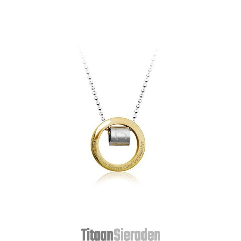 Edele Heren Gouden Ring Titanium Hanger - Gratis Ketting