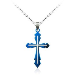 Mode Heren Blauwe Titanium Kruis Hanger - Gratis Ketting