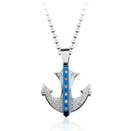Populaire Blauwe Ankervormige Titanium Hanger - Gratis Ketting
