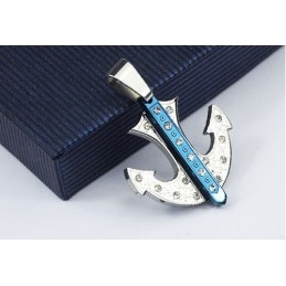 Populaire Blauwe Ankervormige Titanium Hanger - Gratis Ketting
