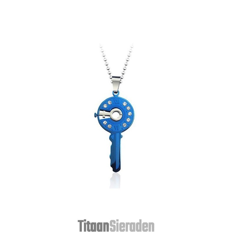 Prachtige Titanium Hanger In De Vorm Van Een Sleutel - Gratis Ketting