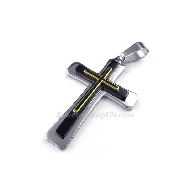 Drielaagse Titanium Kruishanger Ketting (Gratis Ketting)
