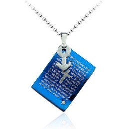 Sterke Mannelijke Blauwe Titanium Hanger - Gratis Ketting