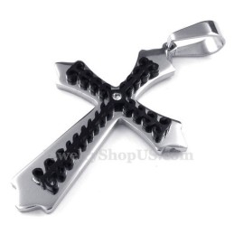 Zwarte Titanium Kruishanger Ketting (Gratis Ketting)