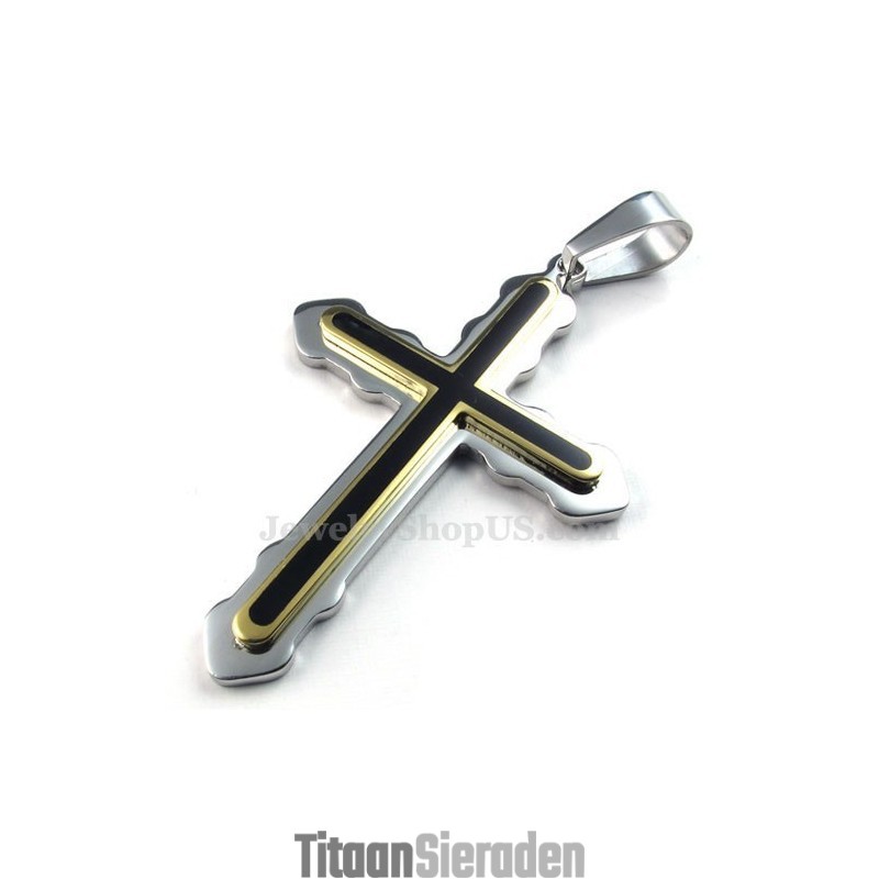 Ketting Met Twee Titanium Kruishangers (Gratis Ketting)