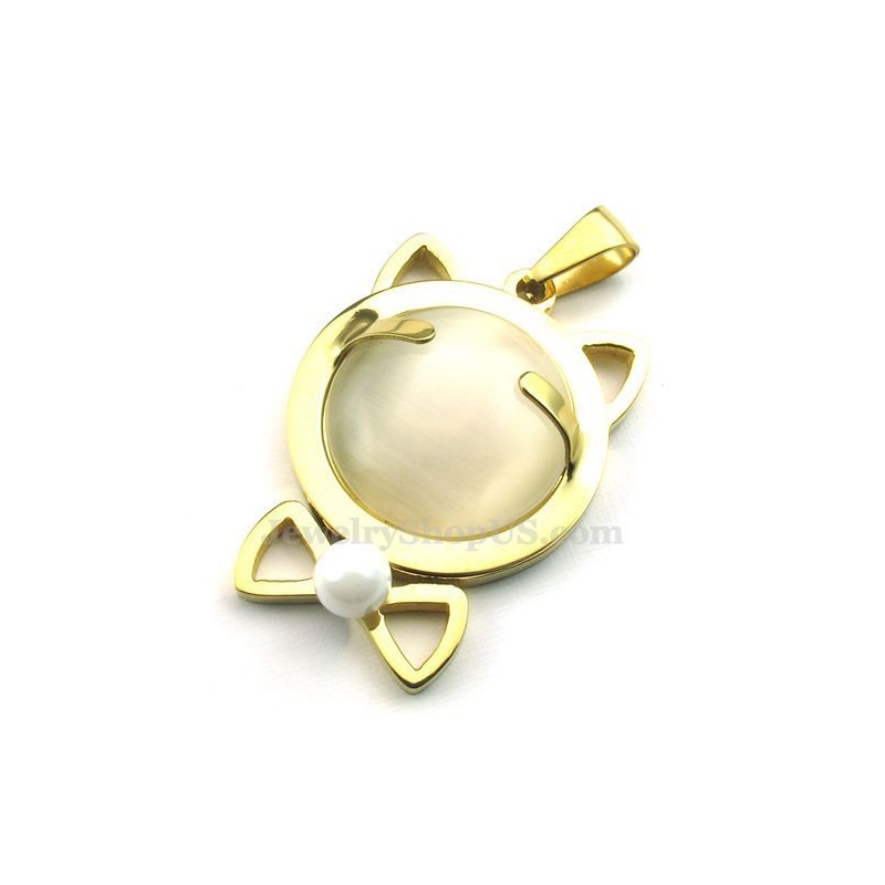 Gouden Titanium Kattenoog Hanger Ketting (Gratis Ketting)