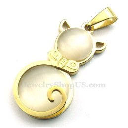 Gouden Kattenoog Titanium Hanger Ketting (Gratis Ketting)