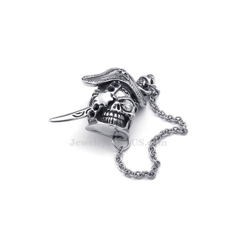 Elegante Titanium Zwaard-Schedelhanger Voor Heren (Gratis Ketting)