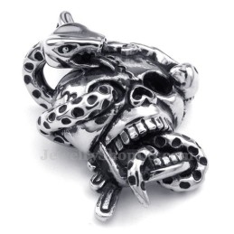 Titanium Schedel Slang Hanger Ketting (Gratis Ketting)