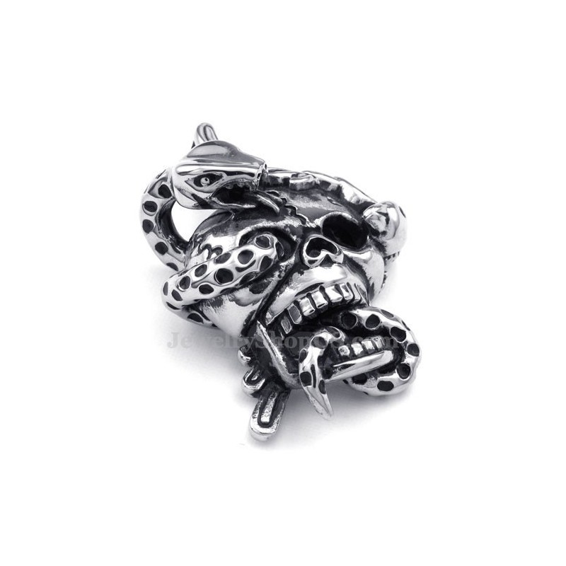 Titanium Schedel Slang Hanger Ketting (Gratis Ketting) Titanium Schedel Slang Hanger Ketting (Gratis Ketting)