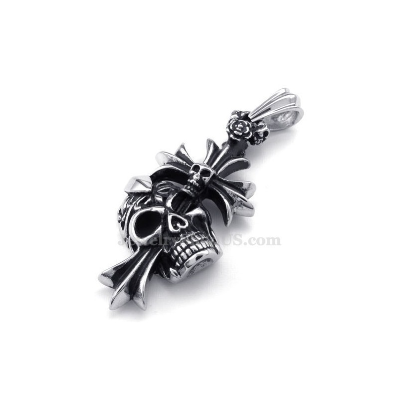 Titanium Schedelkruis Hanger Ketting (Gratis Ketting)