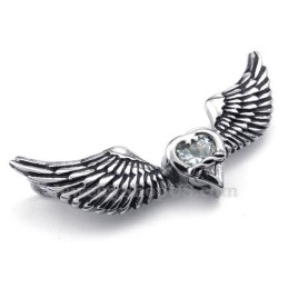 Ketting Met Witte Zirkonia En Vleugels Van Titanium (Gratis Ketting)