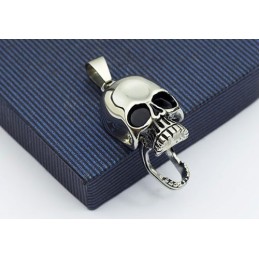 Nieuwe Stijl Heren Schedel Titanium Hanger - Gratis Ketting