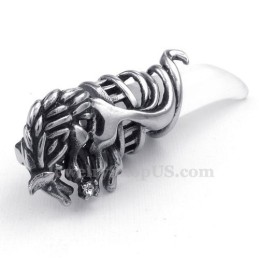 Prachtige Titanium Wolf'S Fang Hanger Ketting (Gratis Ketting)