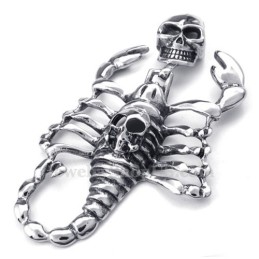 Titanium Schedel-Schorpioen Hanger Ketting Voor Heren (Gratis Ketting)