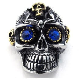 Titanium Schedel Hanger Ketting Met Blauwe Ogen (Gratis Ketting)