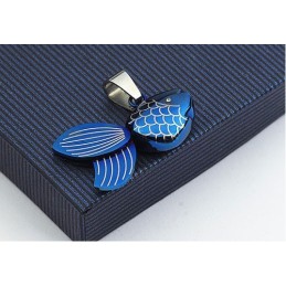 Blauwe Goudvis Titanium Hanger - Gratis Ketting