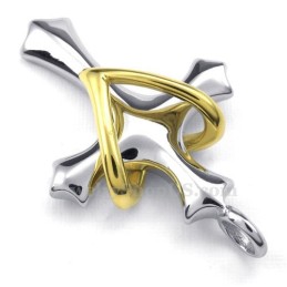 Liefde En Hart Kruis Titanium Hanger Ketting (Gratis Ketting)