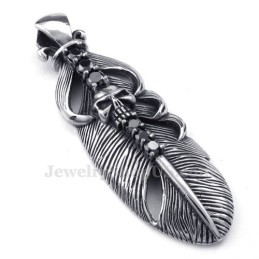 Titanium Veerhanger Ketting Versierd Met Schedel (Gratis Ketting)
