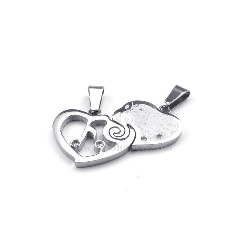 Zilveren Titanium Ketting Met Hartjeshanger (Gratis Ketting) (Één Paar) Zilveren Titanium Ketting Met Hartjeshanger (Gratis Ketting) (Één Paar)
