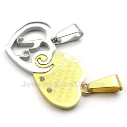 Ketting Van Titanium Met Hartjes En Gouden Hanger (Gratis Ketting) (Één Paar)