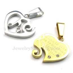 Ketting Van Titanium Met Hartjes En Gouden Hanger (Gratis Ketting) (Één Paar)