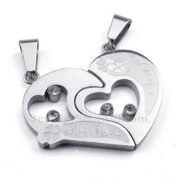 Zilveren Titanium Ketting Met Hartjeshanger (Gratis Ketting) (Één Paar)