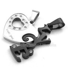 Mode Titanium Koppels Hartvormige Hanger Ketting (Gratis Ketting) (Één Paar)