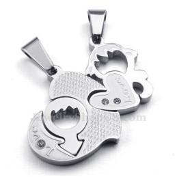Titanium Ketting Met Twee Harten Als Hanger (Gratis Ketting) (Één Paar)