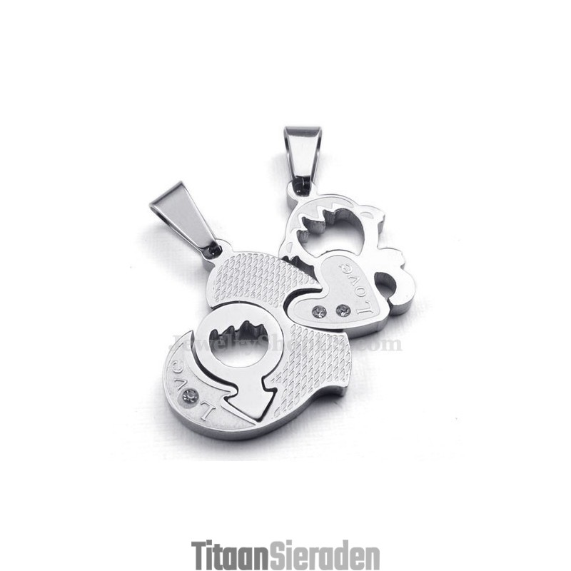 Titanium Ketting Met Twee Harten Als Hanger (Gratis Ketting) (Één Paar) Titanium Ketting Met Twee Harten Als Hanger (Gratis Ketting) (Één Paar)