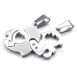 Titanium Ketting Met Twee Harten Als Hanger (Gratis Ketting) (Één Paar)