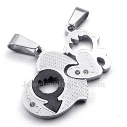Titanium Ketting Met Twee Harten Als Hanger (Gratis Ketting) (Één Paar)