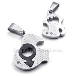 Titanium Ketting Met Twee Harten Als Hanger (Gratis Ketting) (Één Paar)