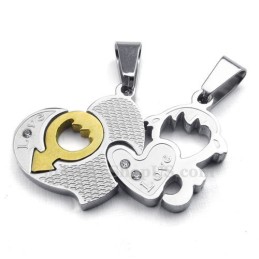 Titanium Ketting Met Twee Harten Als Hanger (Gratis Ketting) (Één Paar)