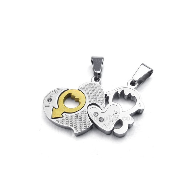 Titanium Ketting Met Twee Harten Als Hanger (Gratis Ketting) (Één Paar) Titanium Ketting Met Twee Harten Als Hanger (Gratis Ketting) (Één Paar)