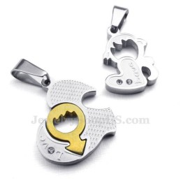 Titanium Ketting Met Twee Harten Als Hanger (Gratis Ketting) (Één Paar)