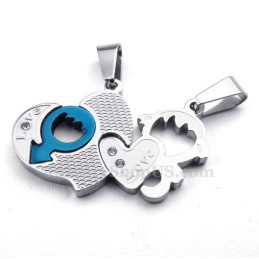 Titanium Ketting Met Twee Harten Als Hanger (Gratis Ketting) (Één Paar)