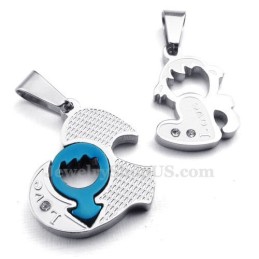 Titanium Ketting Met Twee Harten Als Hanger (Gratis Ketting) (Één Paar)