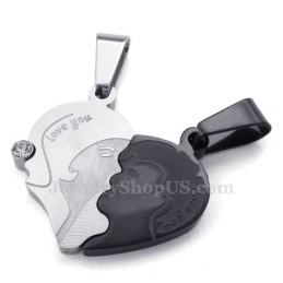 Titanium Ketting Met Gebroken Harten (Gratis Ketting) (Één Paar)