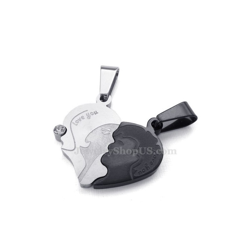 Titanium Ketting Met Gebroken Harten (Gratis Ketting) (Één Paar)