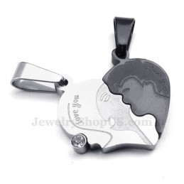 Titanium Ketting Met Gebroken Harten (Gratis Ketting) (Één Paar)