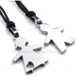 Zilveren Titanium Hangerketting Voor Hem En Haar (Gratis Ketting) (Één Paar)