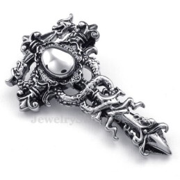 Titanium Dubbele Draak Hanger Ketting (Gratis Ketting)