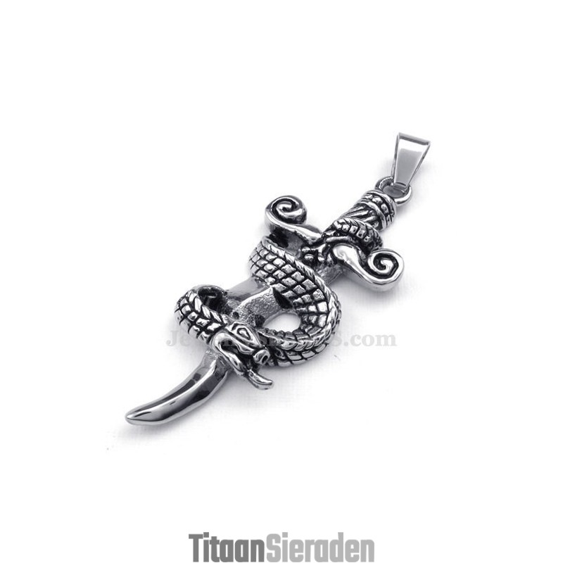 Titanium Slangenzwaard Hanger Ketting (Gratis Ketting) Titanium Slangenzwaard Hanger Ketting (Gratis Ketting)